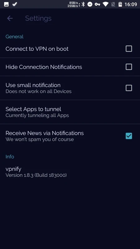 vpnify — skärmbild 3